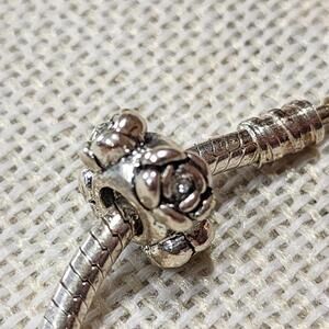 Silver Tone Floral Charm Bead for Bracelet